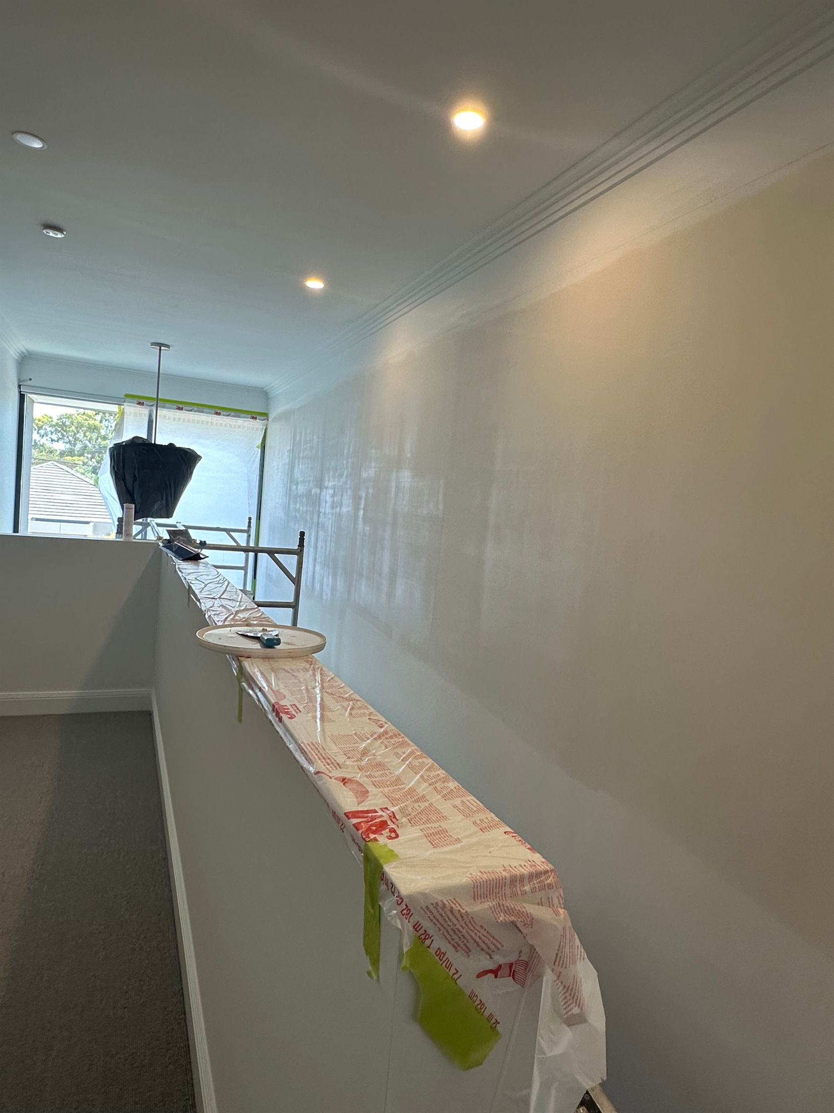 Level 5 plaster finish on a stairwell wall, Adelaide